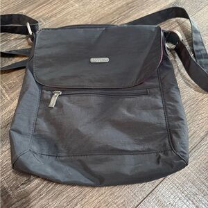 Baggallini Women’s Town Bagg Crossbody Bag Nylon Grey with Hot Pink Lining